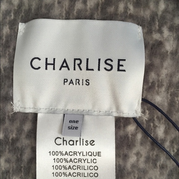 Charlise Paris Fringe Luxe Scarf Grey Tweed NWT - Picture 5 of 6